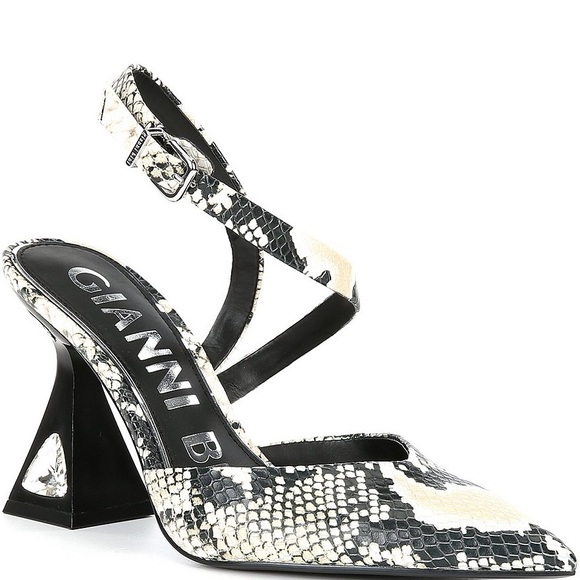 NWT Gianni Bini Tallia Snake Print Asymmetrical Strap Jewel Heel Pumps Sz 8